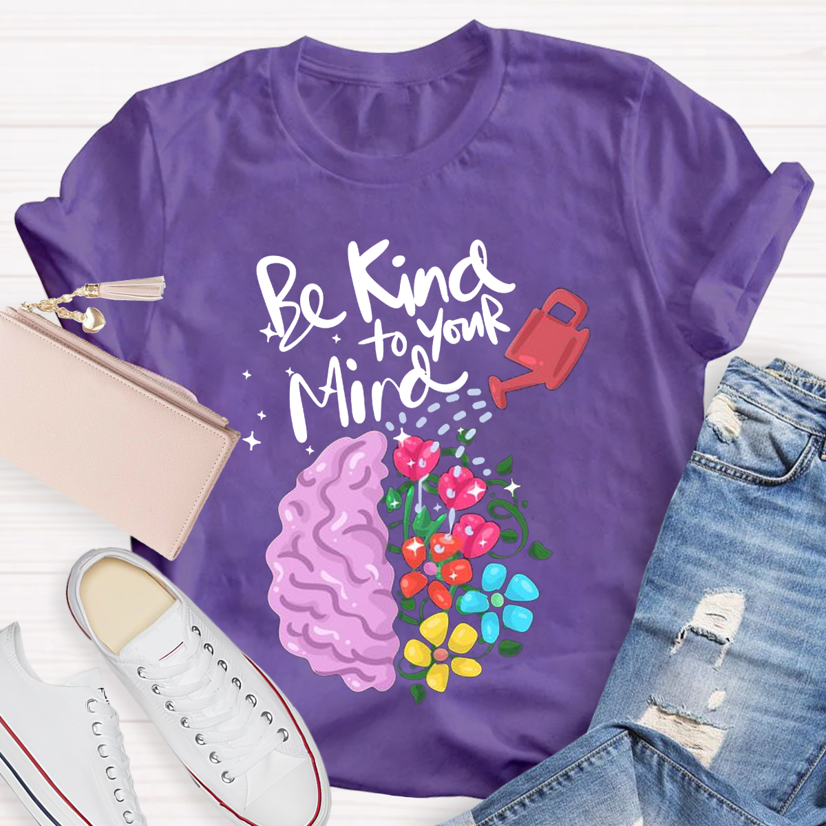 Be Kind To Your Mind Pink Brain T-Shirt