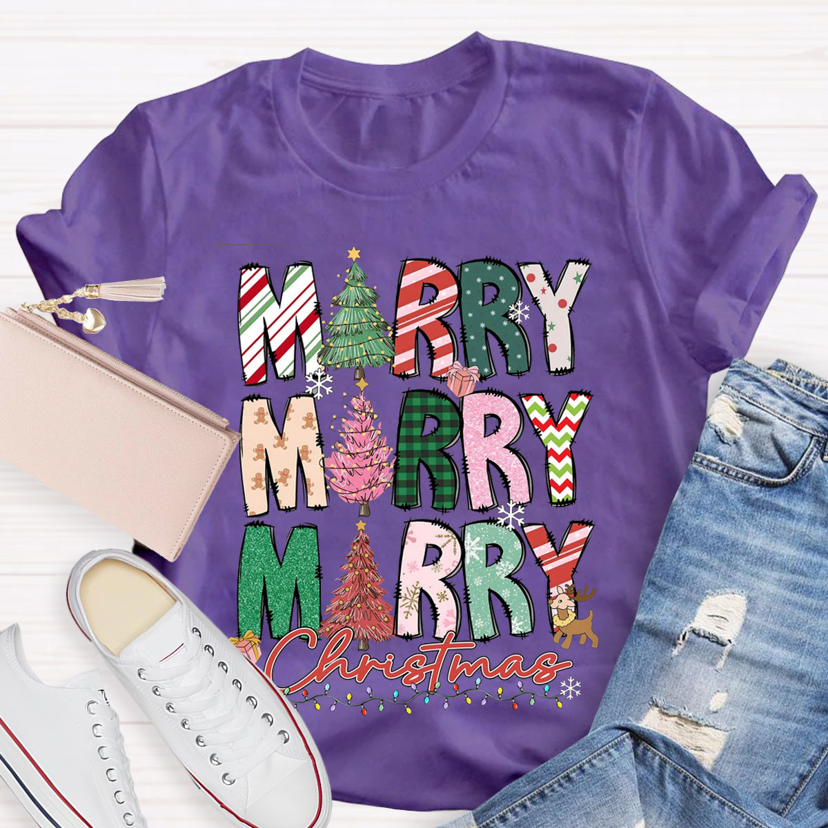 Merry And Bright Teacher T-Shirt