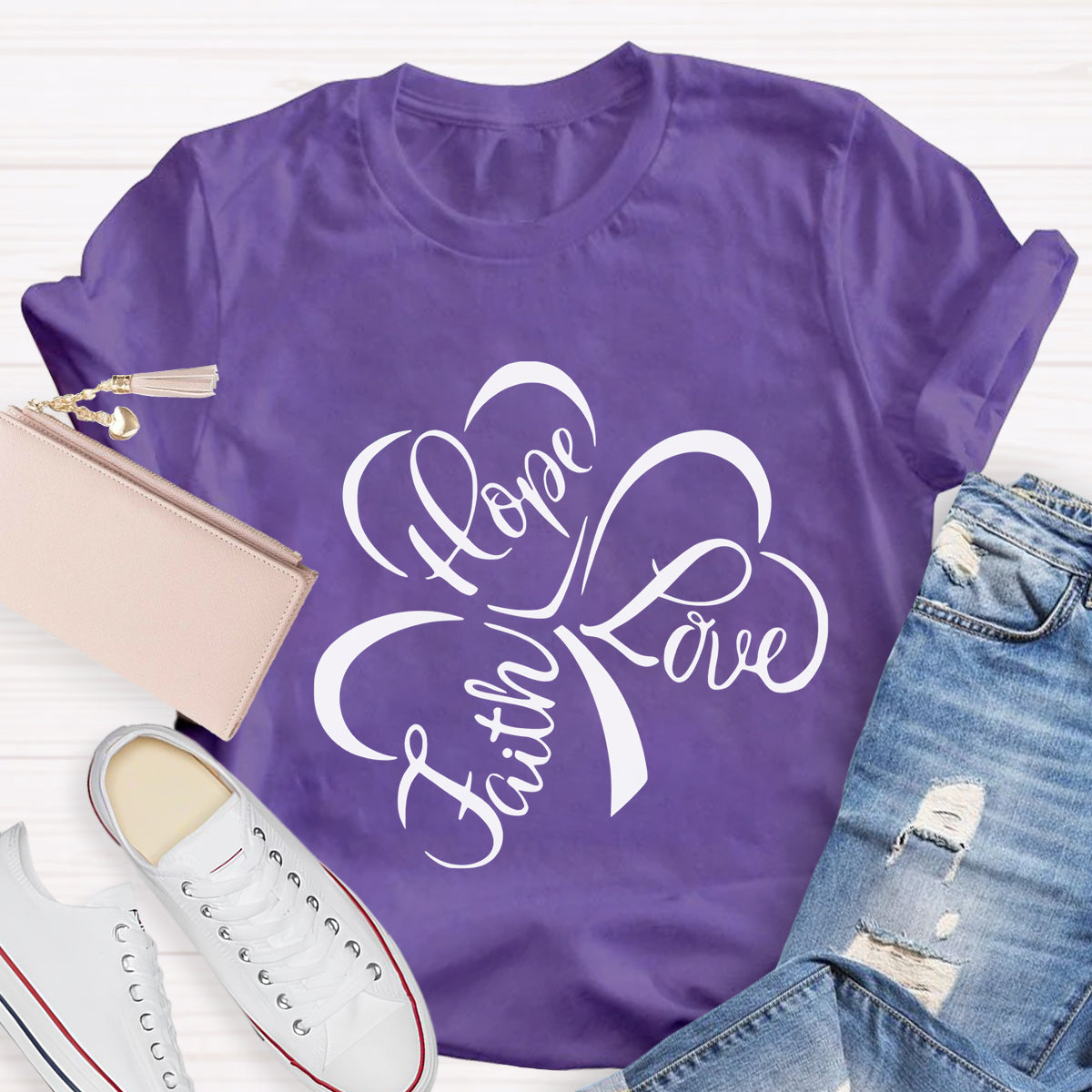 Hope Love Faith Shamrock T-Shirt