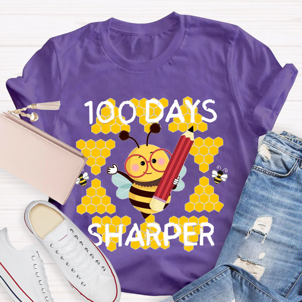 100 Days Sharper Funny Bee  T-Shirt