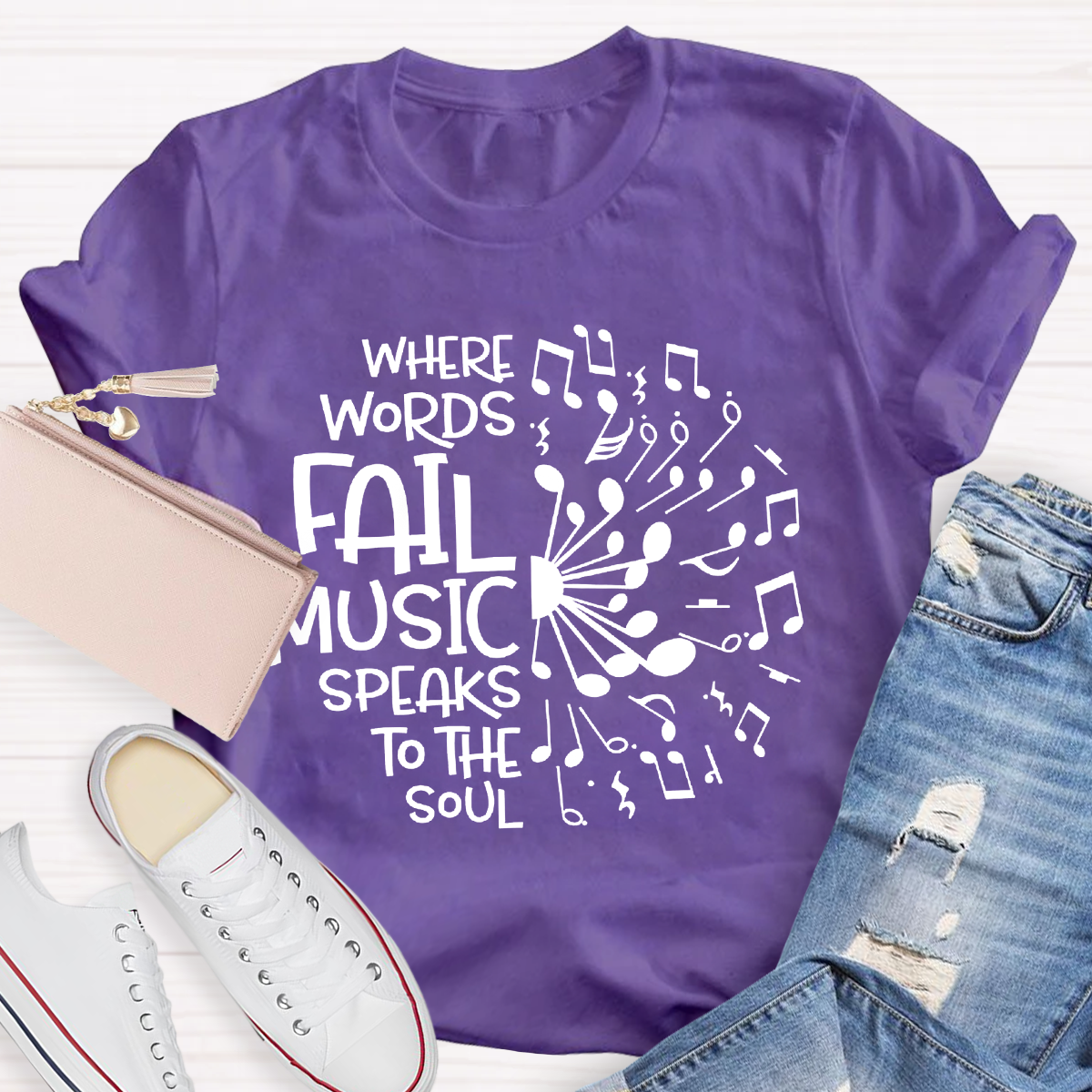 Where Words Fail Music Speaks To The Soul Teacher T-Shirt