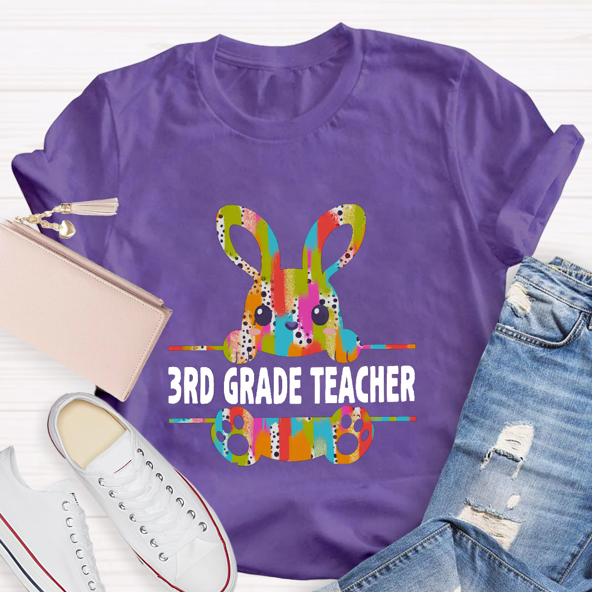 Personalized Grade Easter Bunny Teacher T-Shirt