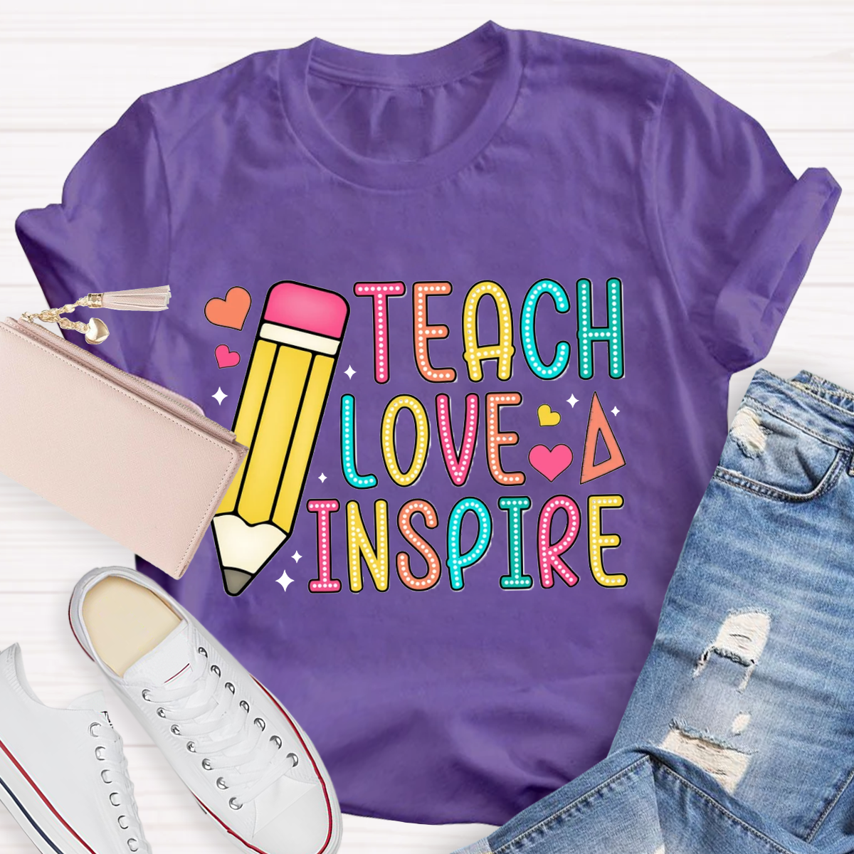 Teach Love Inspire Pencile T-Shirt