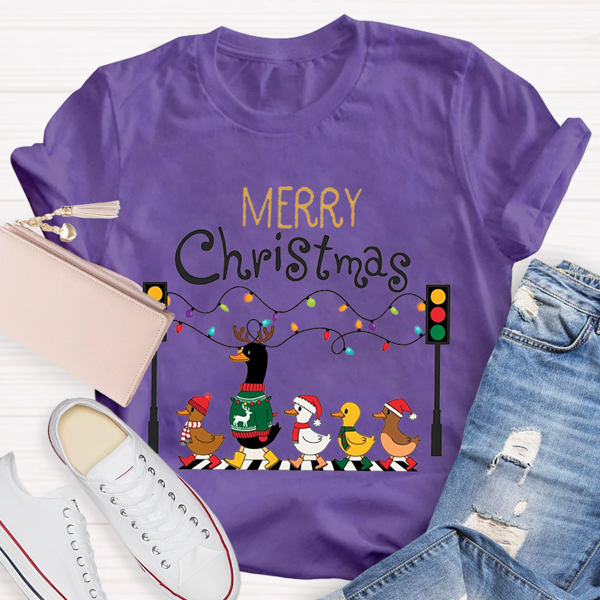 Merry Christmas Funny Duck Teacher T-Shirt