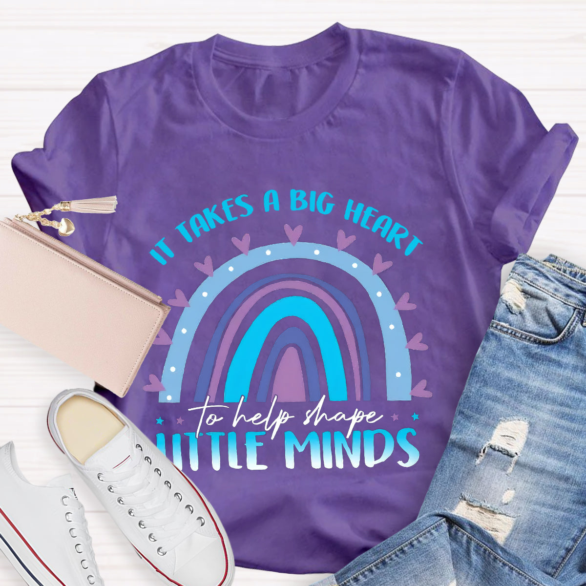 It Takes A Big Heart To Help Little Minds Rainbow T-Shirt