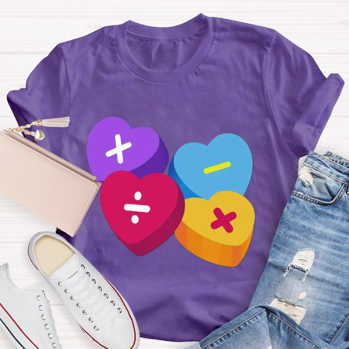 Heart Of Math Teacher T-Shirt