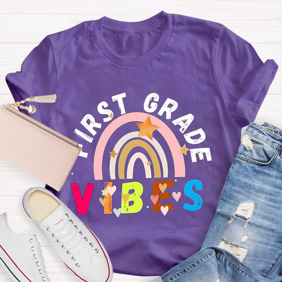 Personalized First Grade Vibes Teacher Shirt