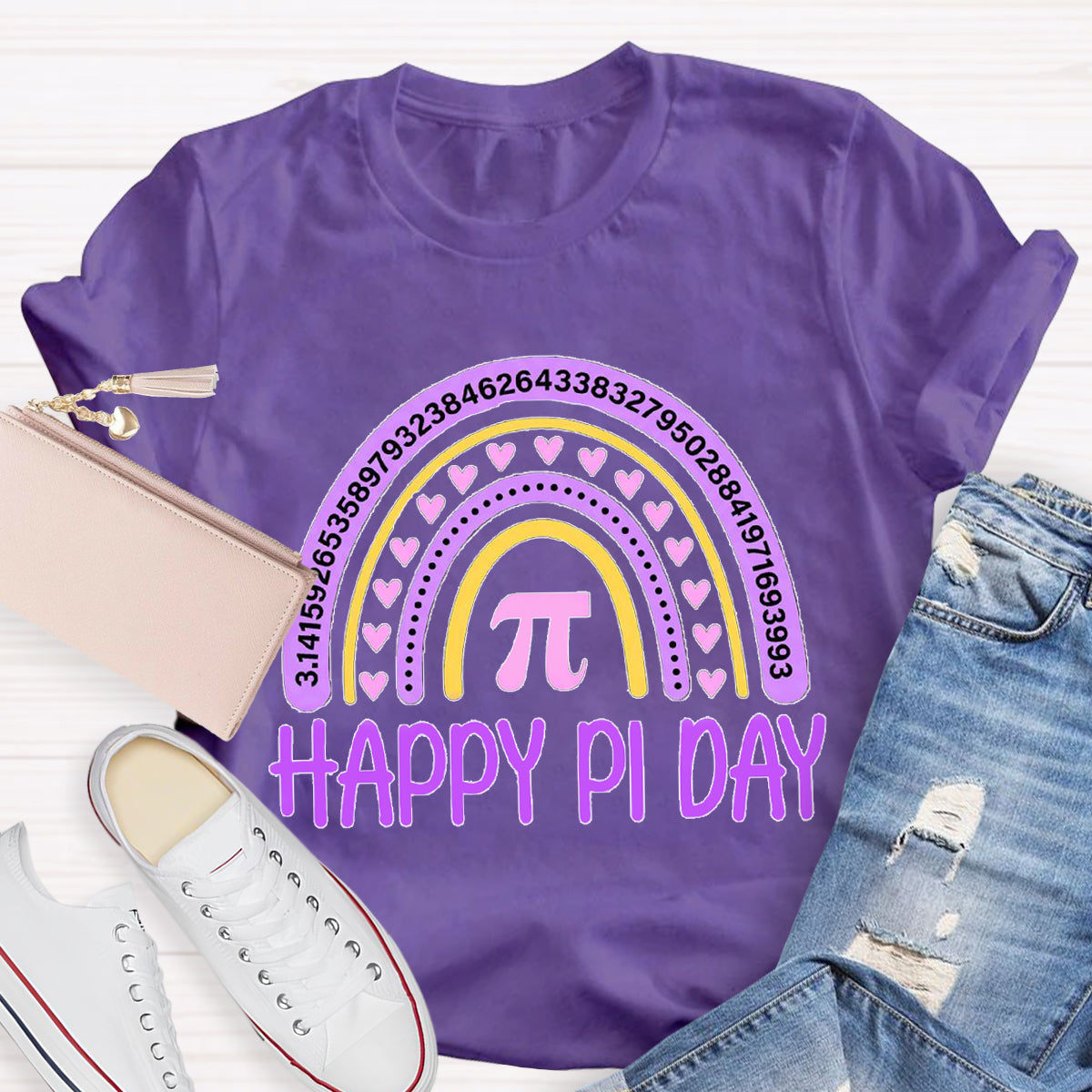 Happy Pi Day Purple Rainbow T-Shirt