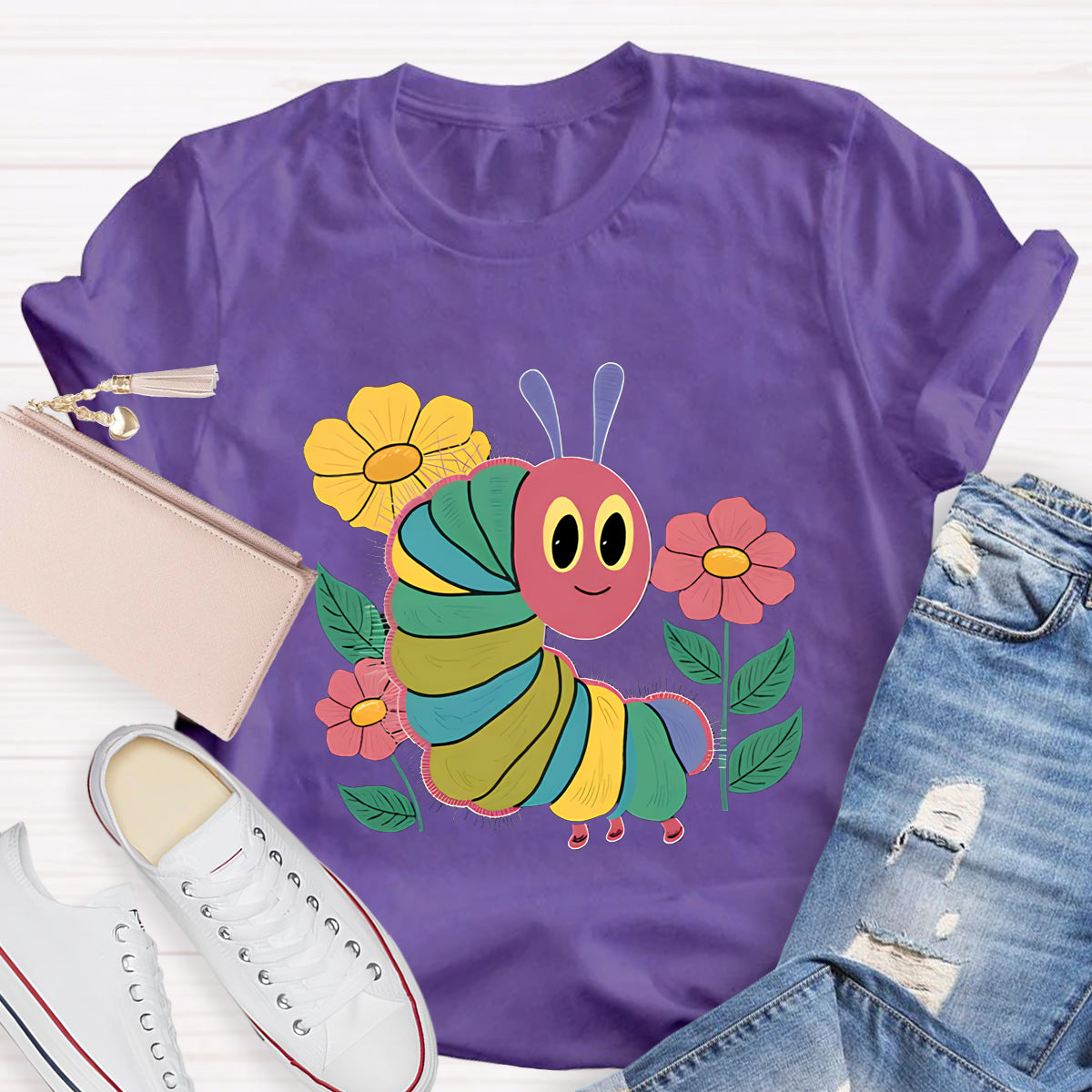 Flowers And Hungry Caterpillar Teacher T-Shirt