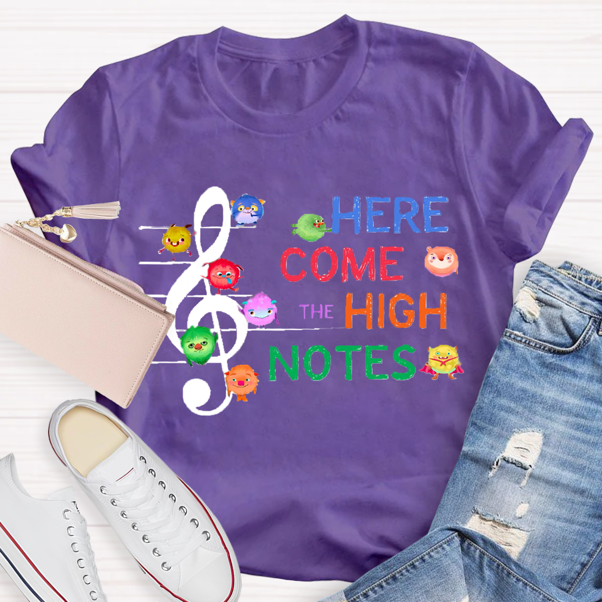 Here Come The High Notes Music Teacher T-Shirt