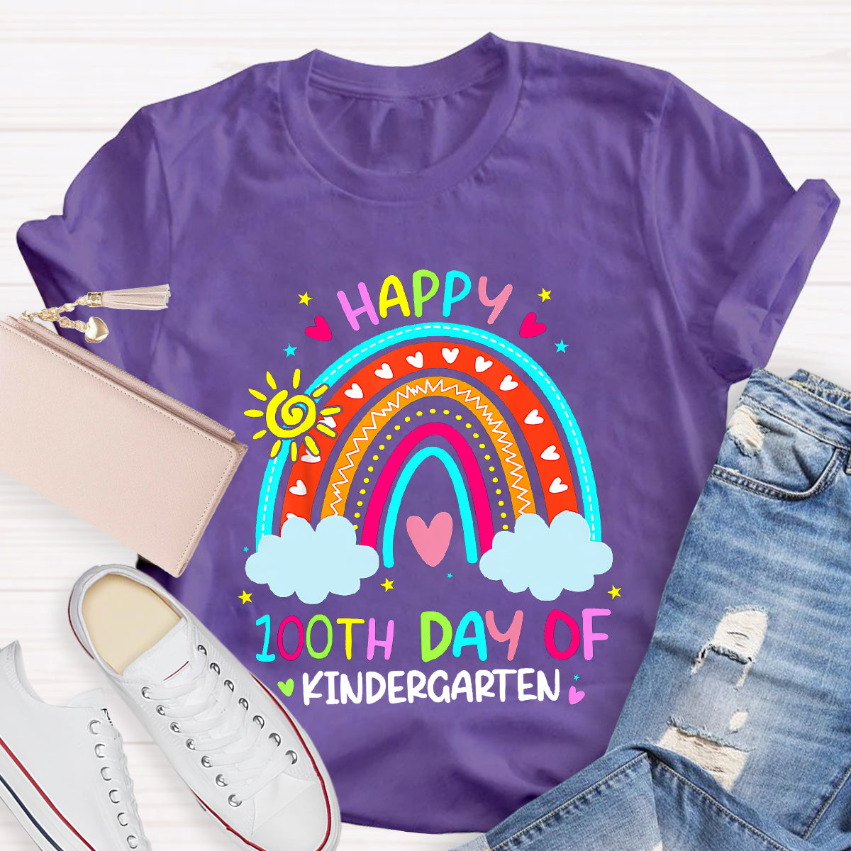 Personalized Grade Happy 100th Day Of Kindergarten Teacher T-Shirt