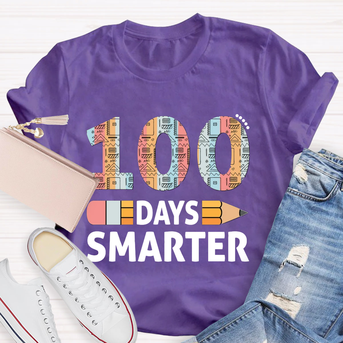 100 Days Smarter Pencil Teacher T-Shirt