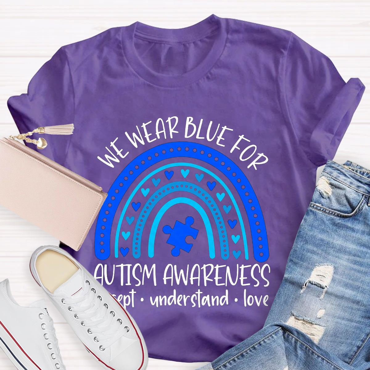 We Wear Blue for Autism Awareness Teacher T-Shirt