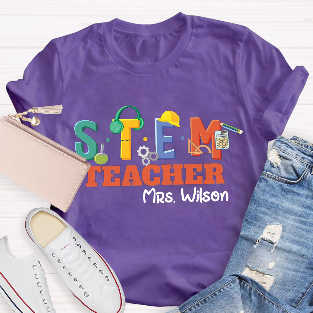 Personalized Name STEM Teacher Pencil T-Shirt