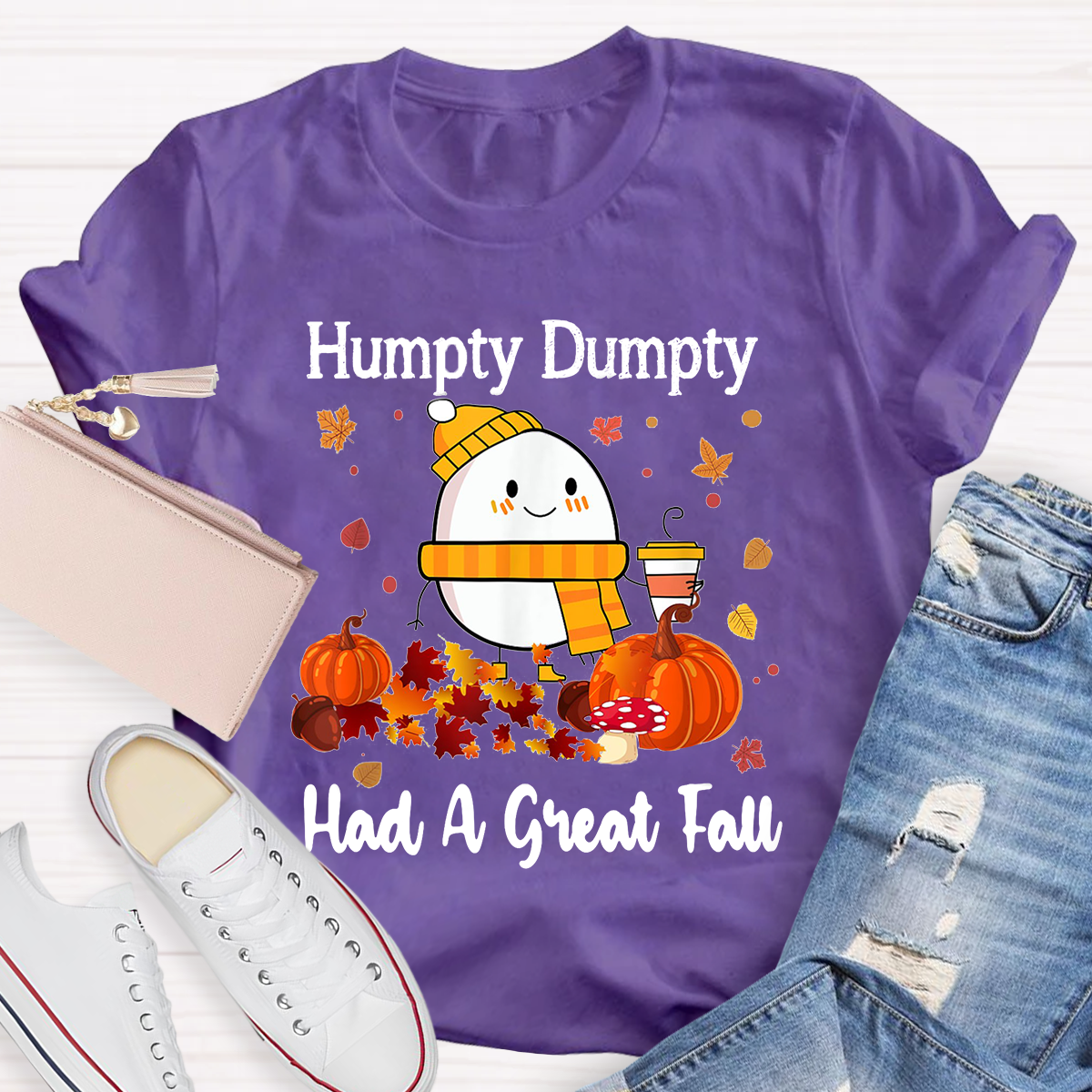 Humpty Happy Autumn Happy Fall Pumpkin T-Shirt