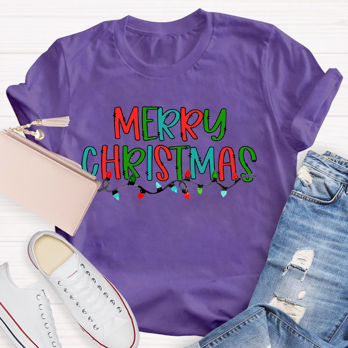 Merry Christmas Light Teacher T-Shirt