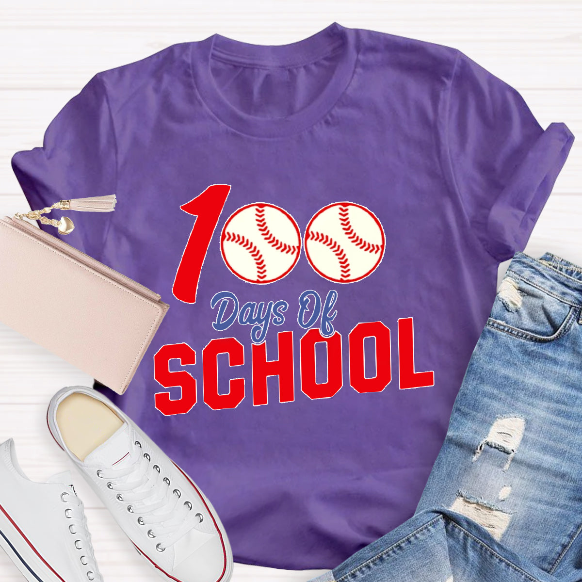 100 Days Of School Baseball T-Shirt