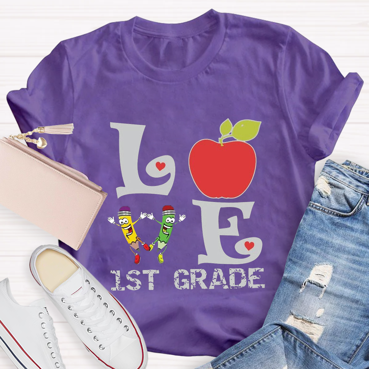 Personalized Grade And Funny Love Teacher T-Shirt