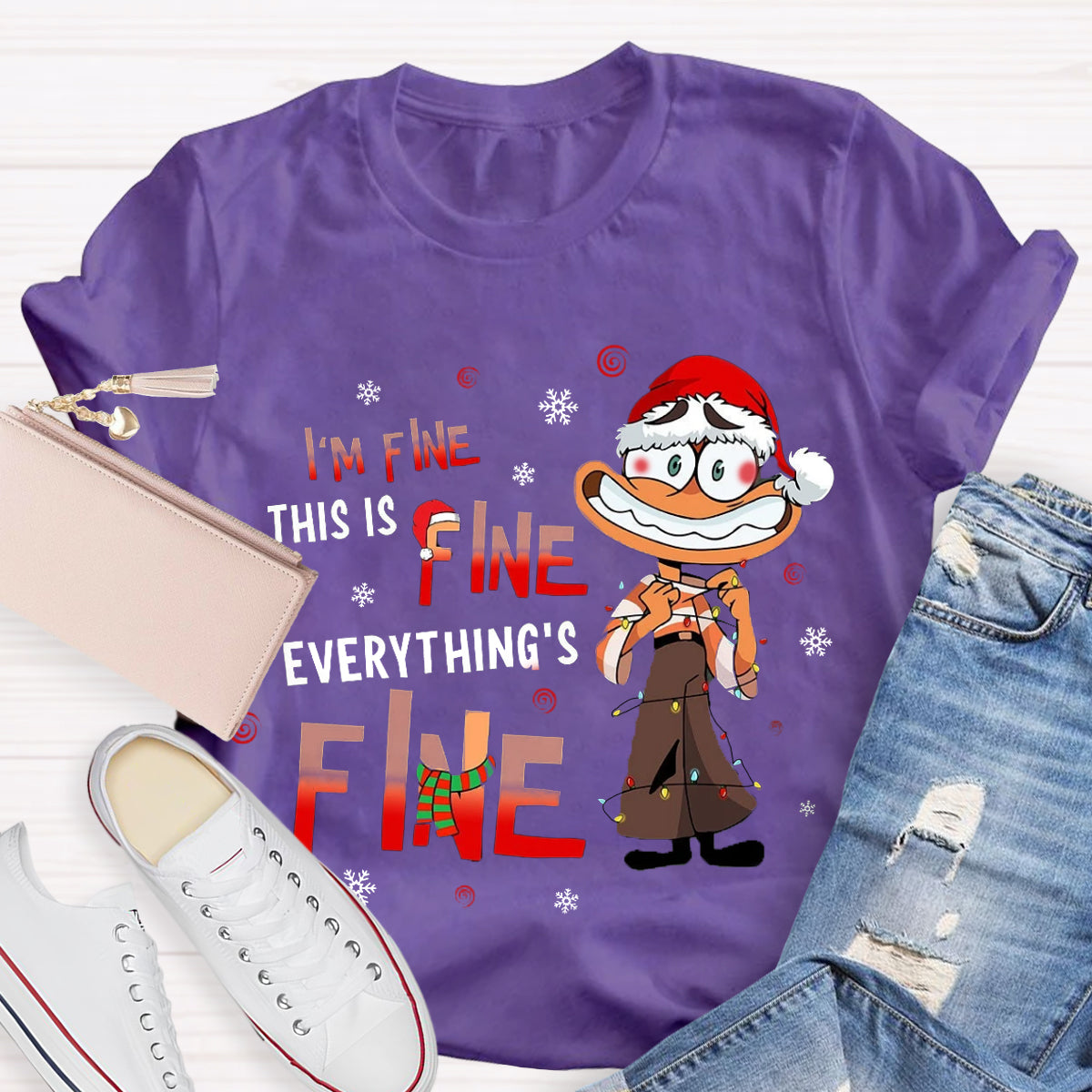 I'm Fine Everything Is Fine Christmas  Emotions T-Shirt