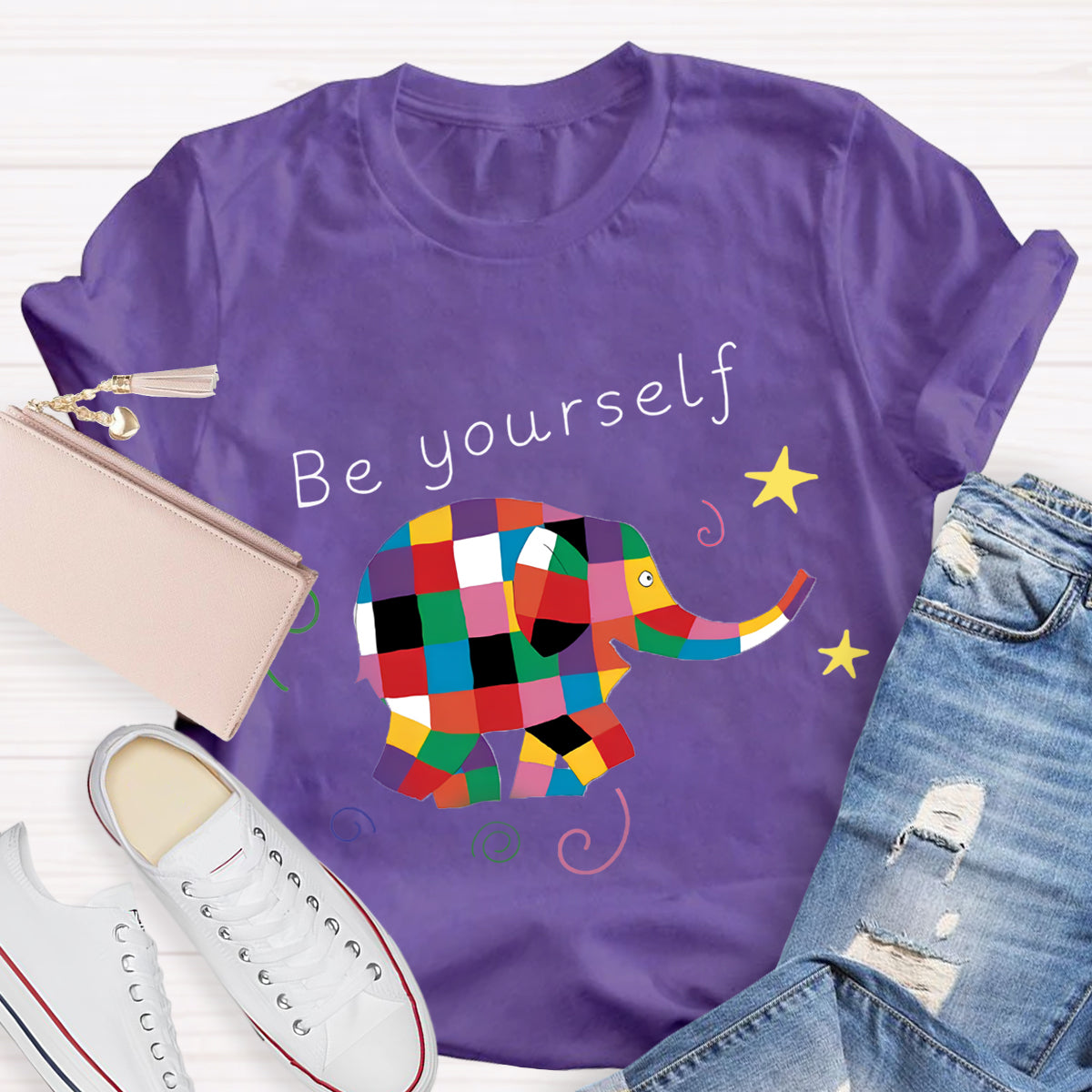 Be Yourself Rainbow Elephant T-Shirt