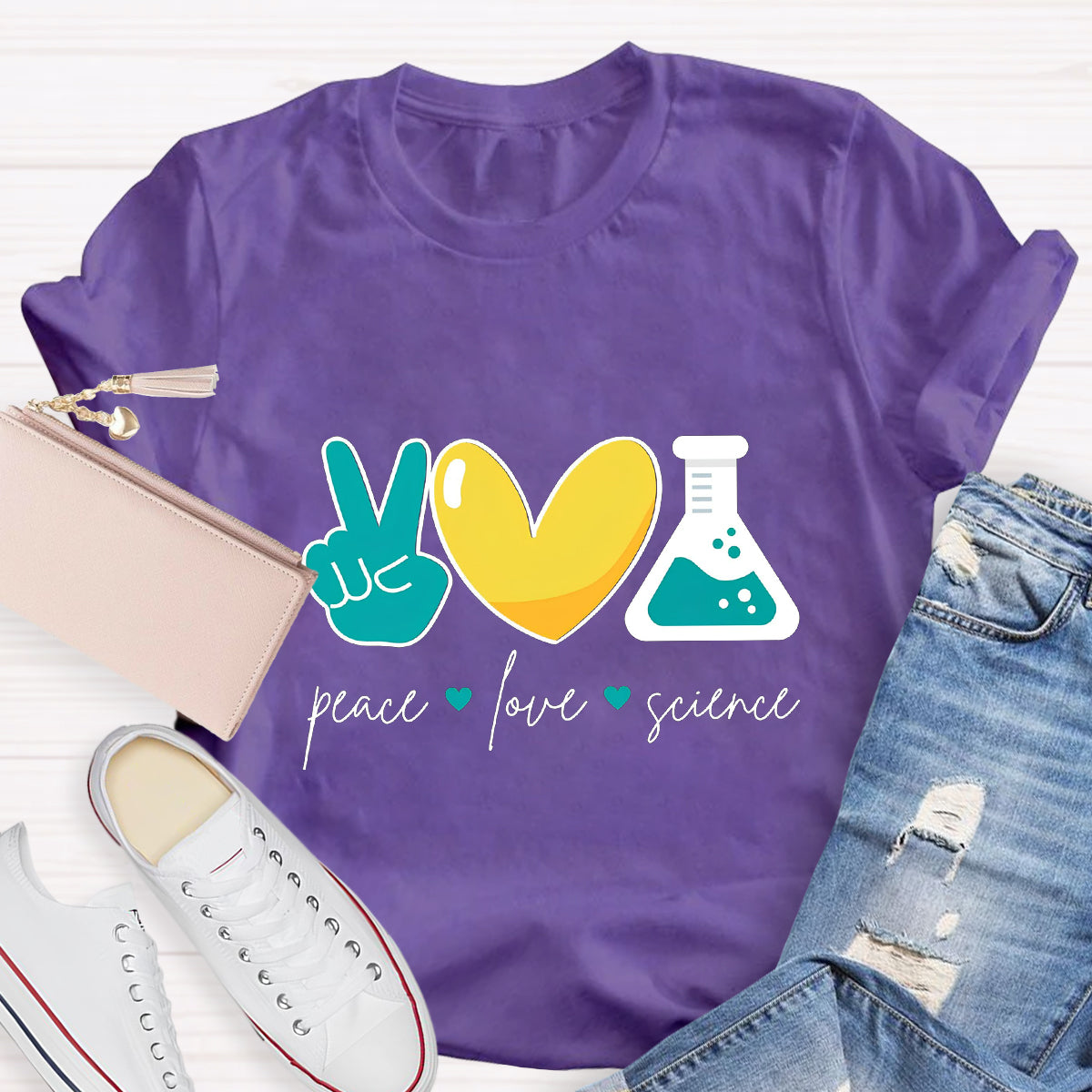 Peace Love Science Teacher T-Shirt