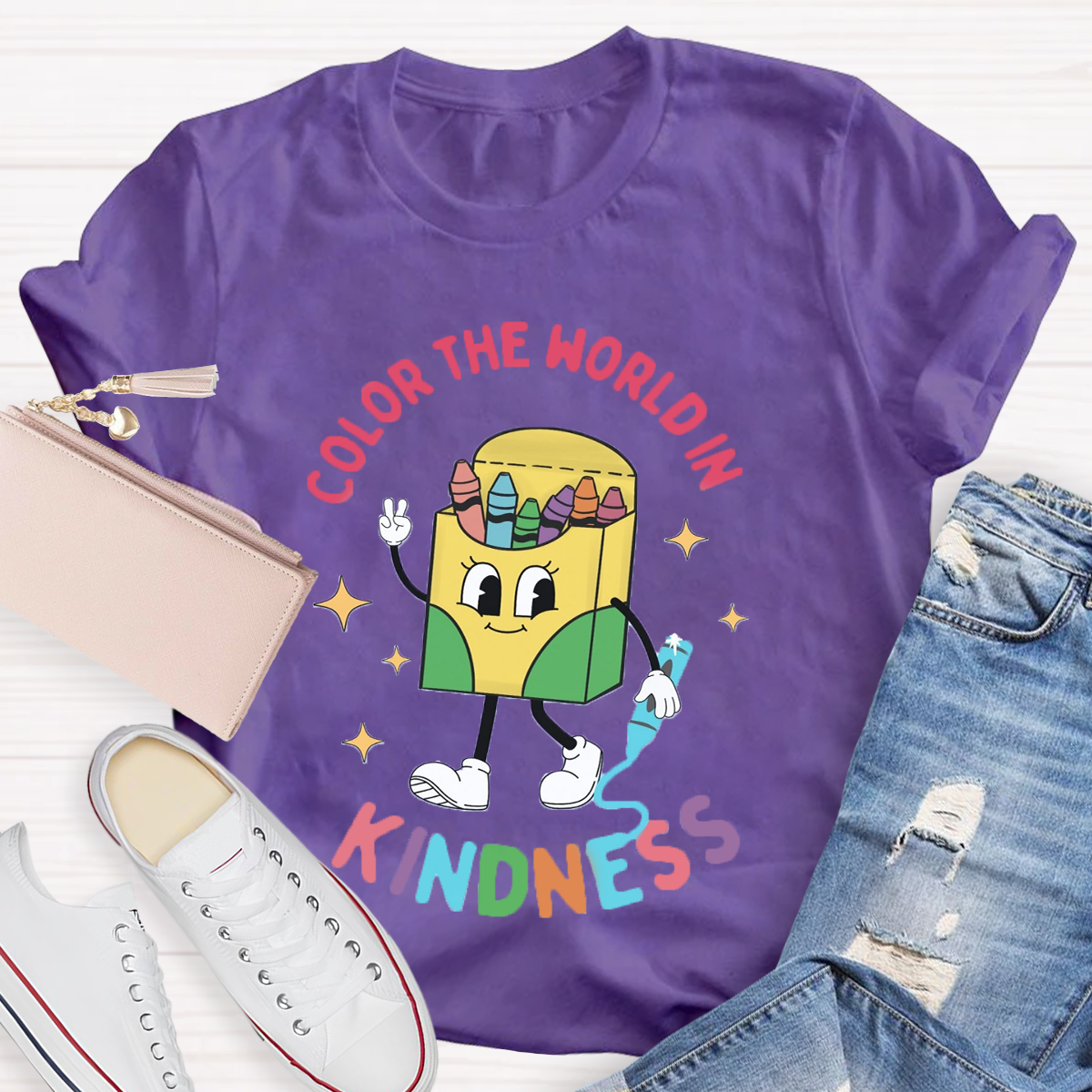 Color the World in Kindness Teacher T-Shirt