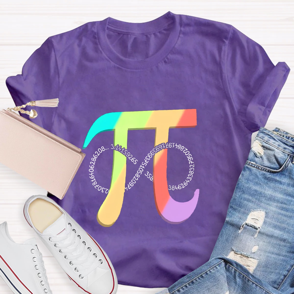 Colorful Pi Math Teacher Graphic T-Shirt