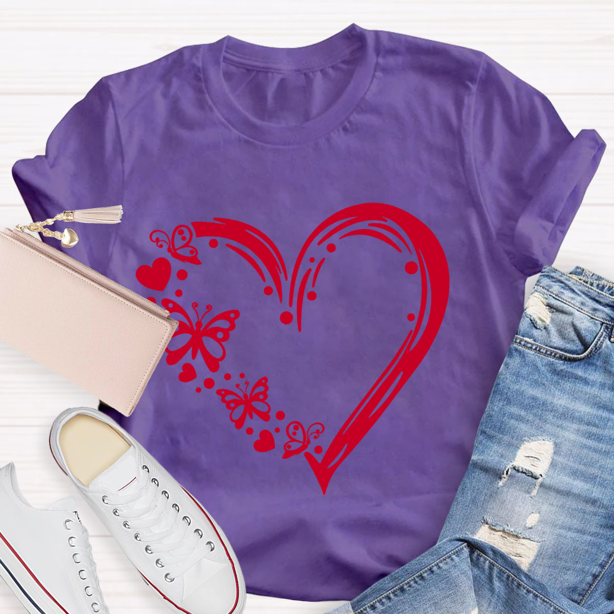 Valentine Heart with Butterfly T-Shirt