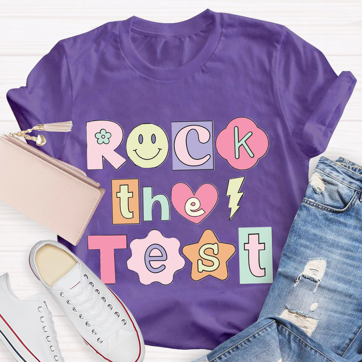 Rock the Test Testing Day Teacher T-Shirt