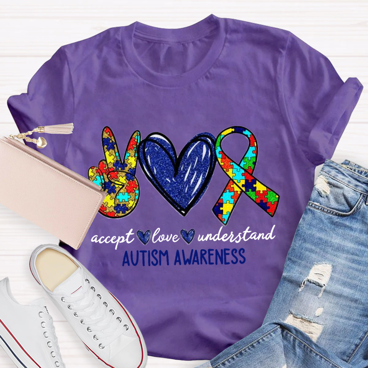 Teach Accept Understand Love Autism Awareness Teacher T-Shirt