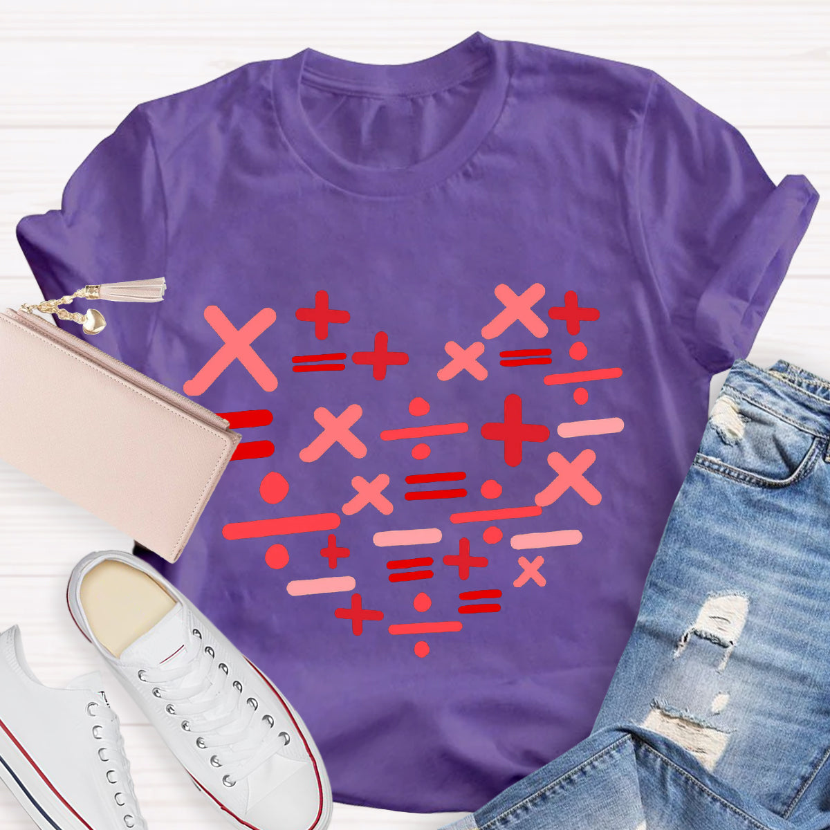 Add Subtract Multiply And Divide Heart Teacher T-Shirt