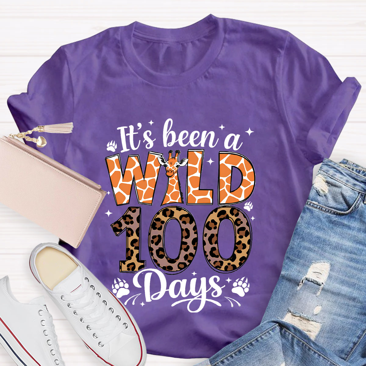 It's Been A Wild 100 Days Leopard Giraffe T-Shirt