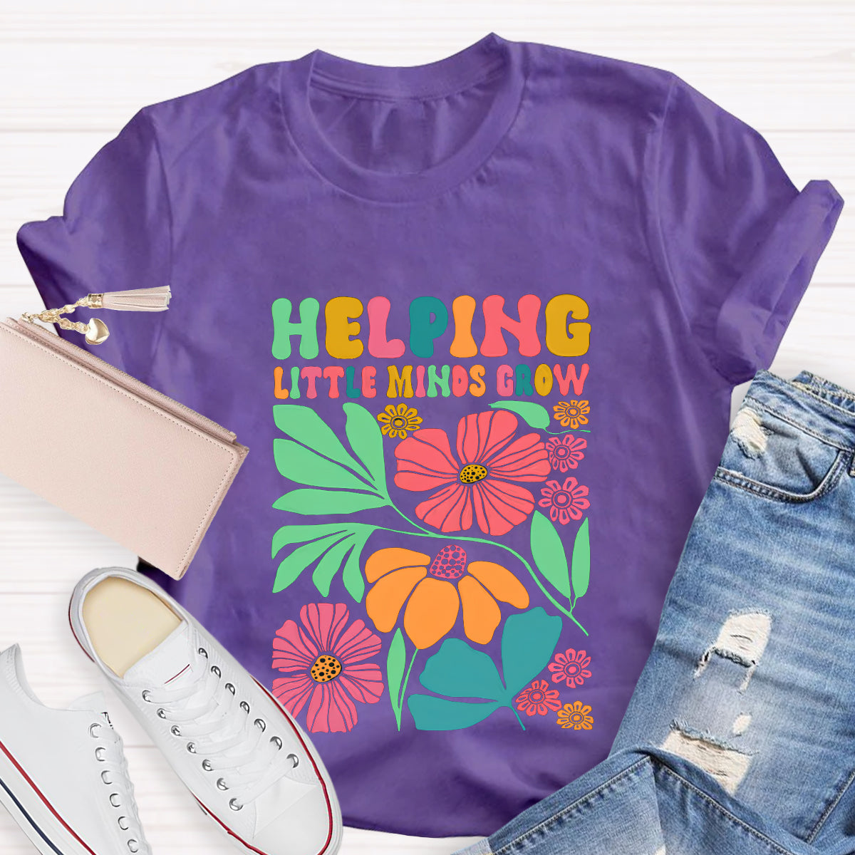 Floral Helping Little Minds Grow T-Shirt