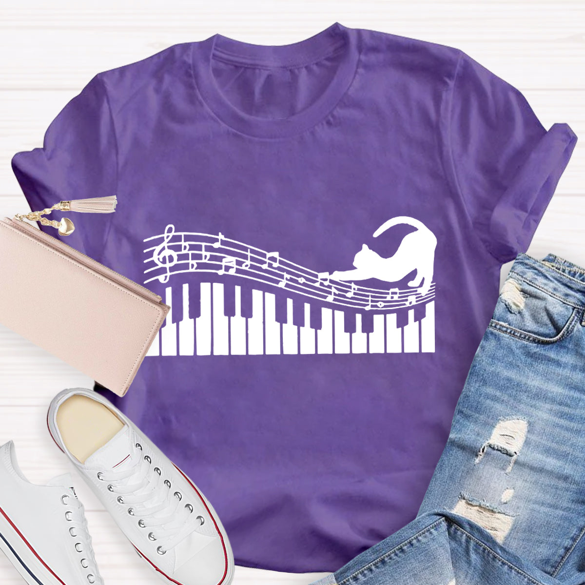 Funny Cat Play Music T-Shirt