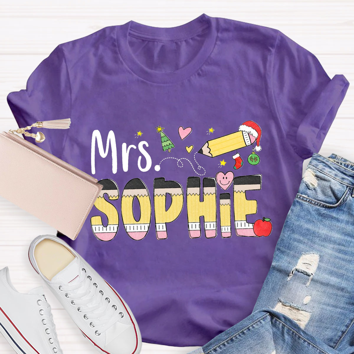 Personalized Christmas Name Sophie Teacher T-Shirt