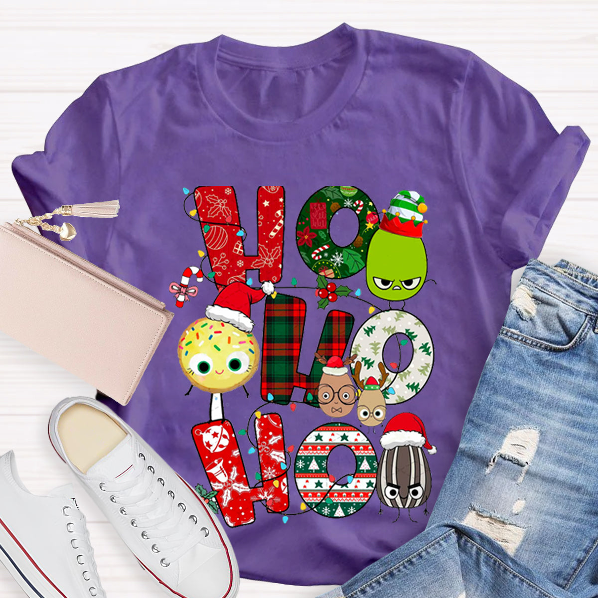 Children's Books Characters Ho Ho Ho Christmas Teacher T-Shirt