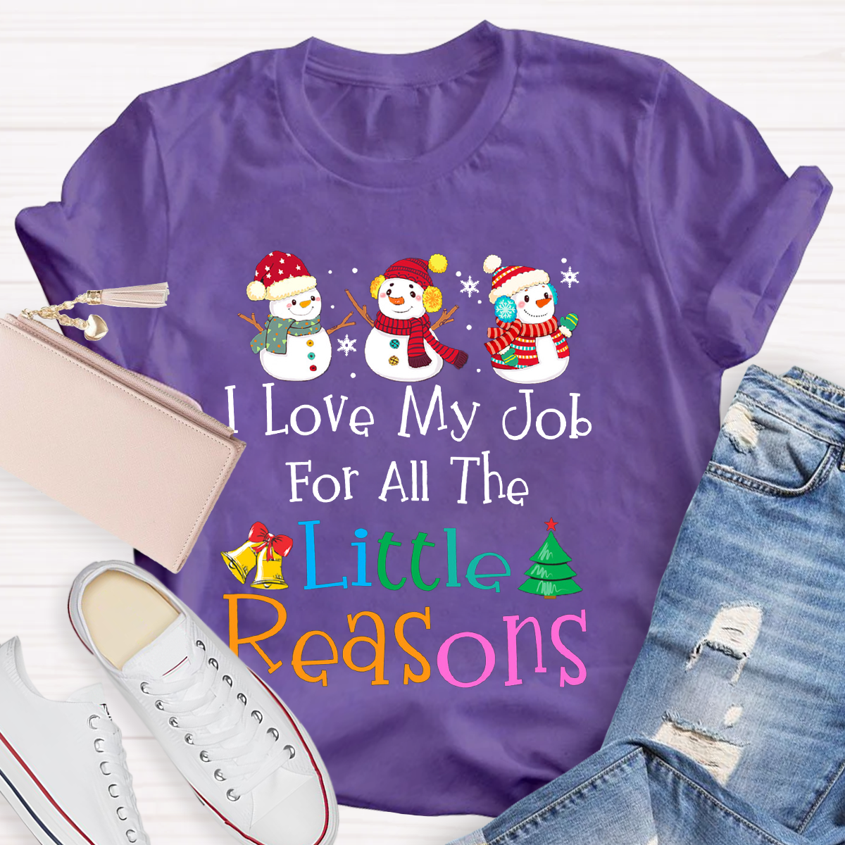 I Love My Job For Little Reasons Christmas Teacher T-Shirt