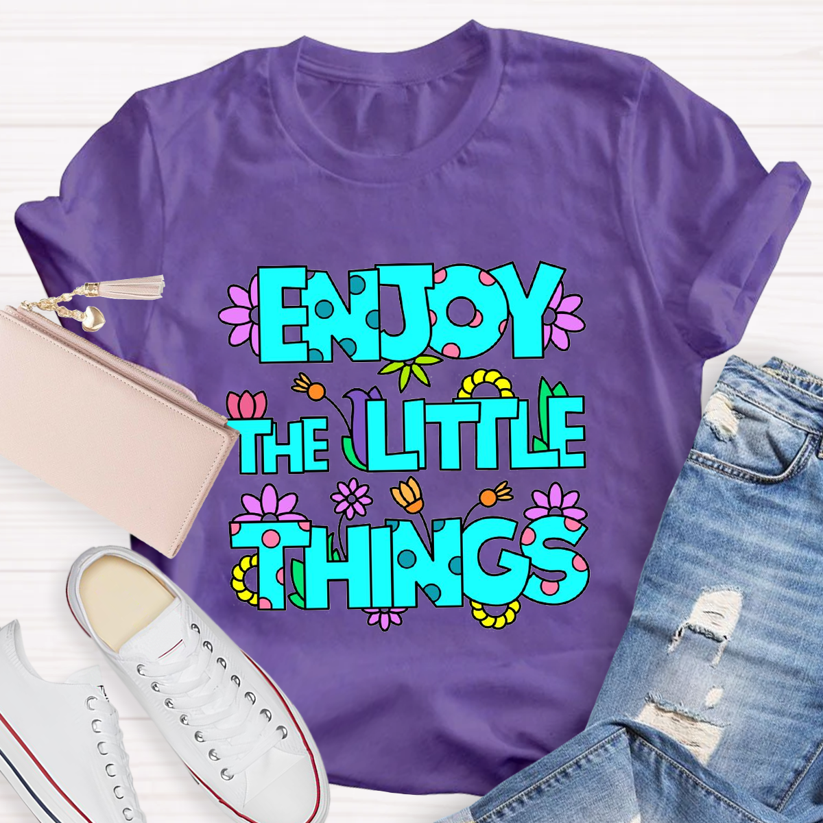 Enjoy The Little Things Cute Letters T-Shirt