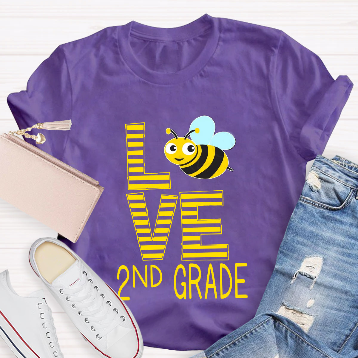 Personalized Grade Bee Love Teacher T-Shirt