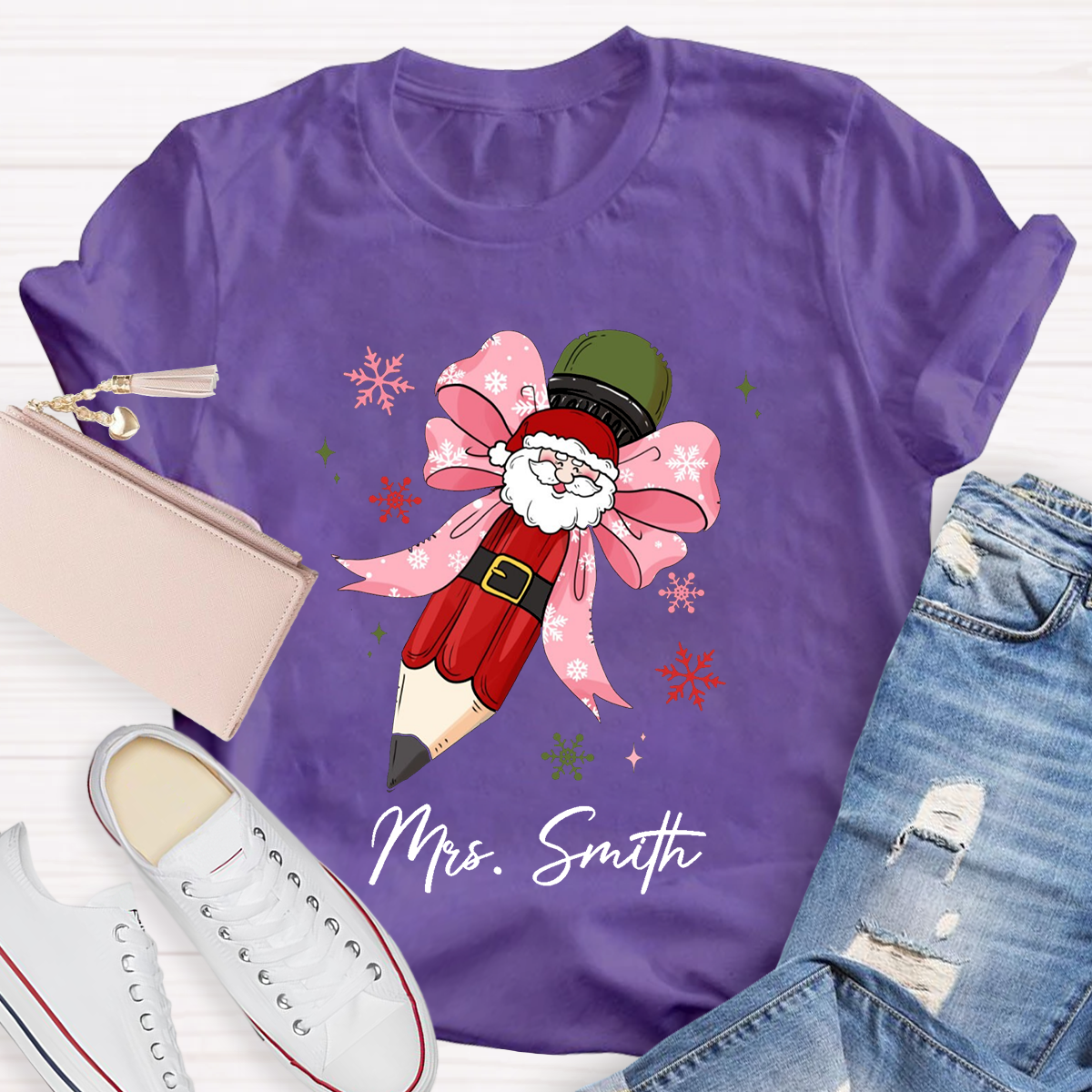 Personalized Name Pencil Teacher T-Shirt