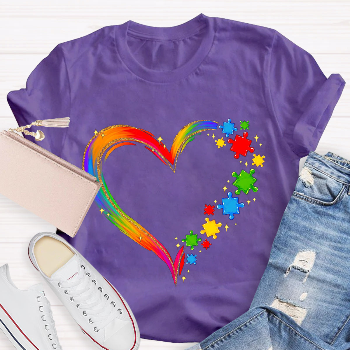 Rainbow Heart Accept Understand Love T-Shirt