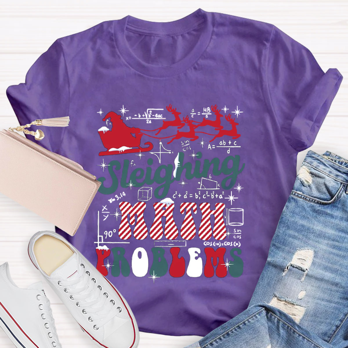 Sleighing Math Problems Teacher T-Shirt