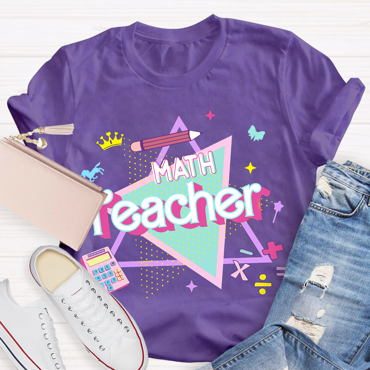 Overlapping Triangles Math Teacher T-Shirt