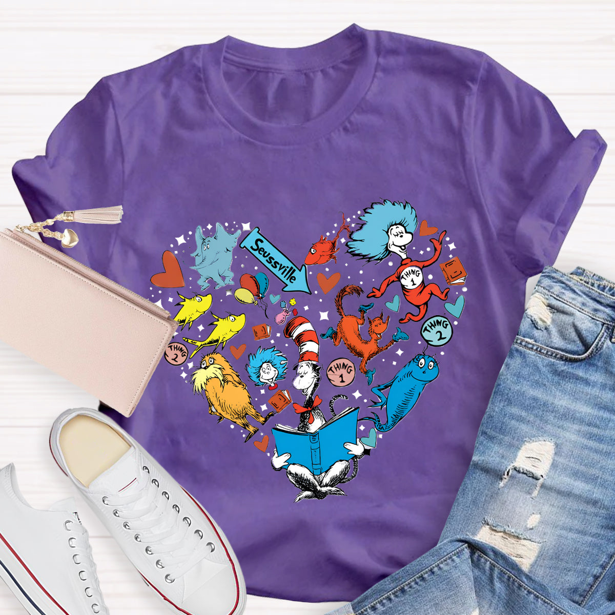 The Cat In The Hat Heart Teacher T-Shirt