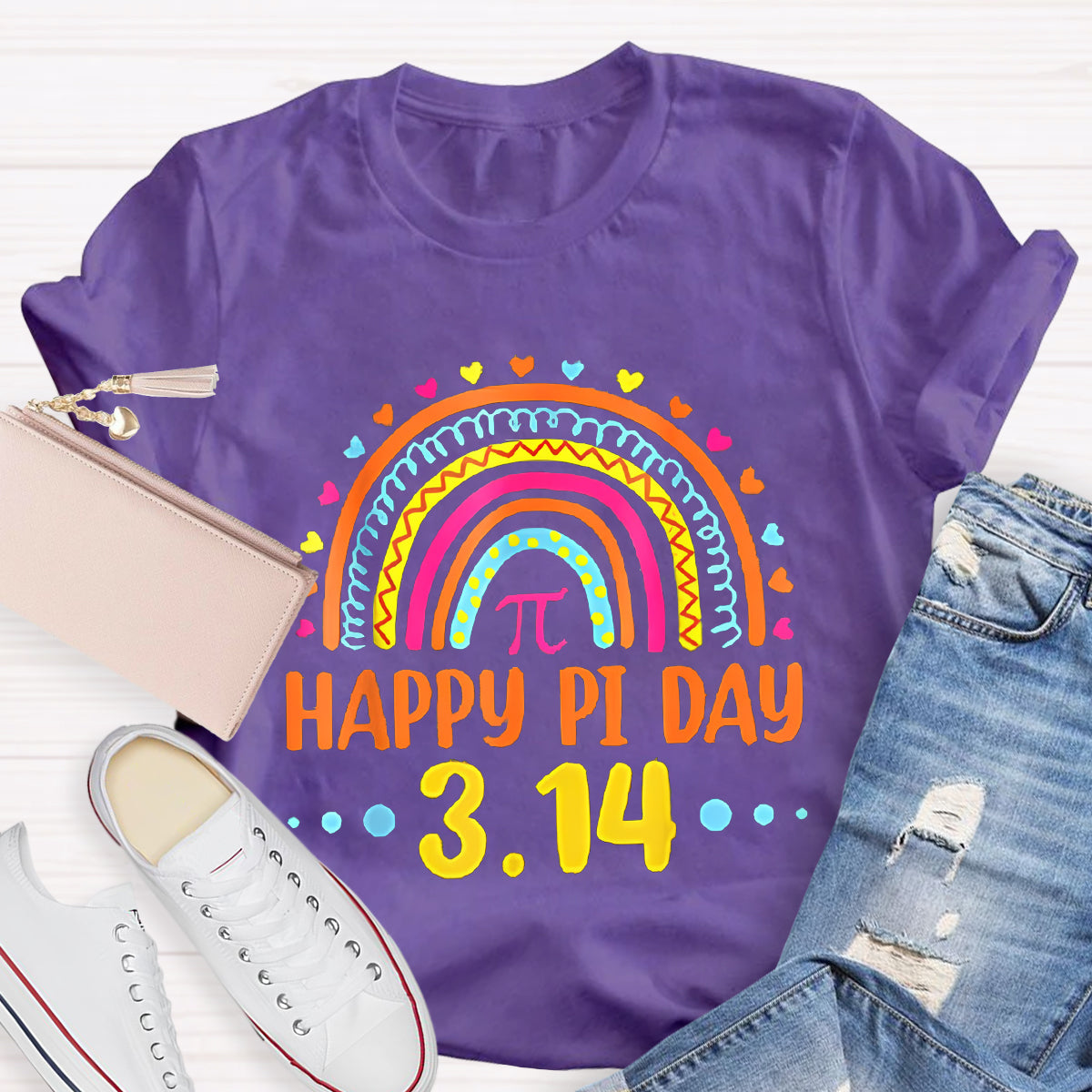 Happy Pi Day Rainbow Teacher T-Shirt