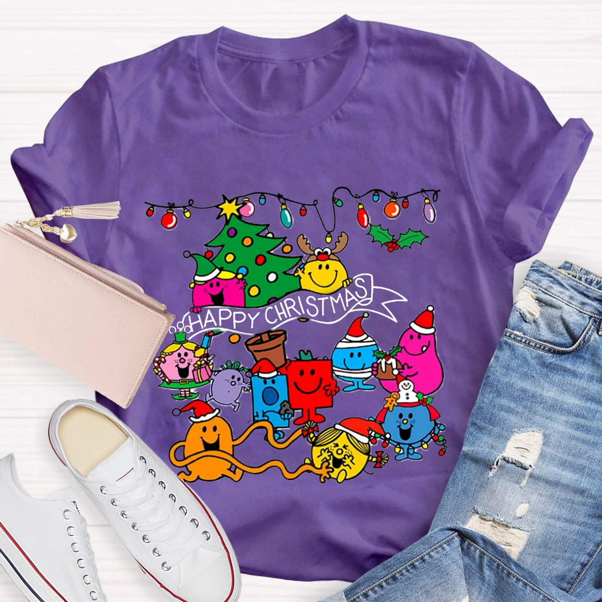 Little Miss characters Happy Christmas Teacher T-Shirt