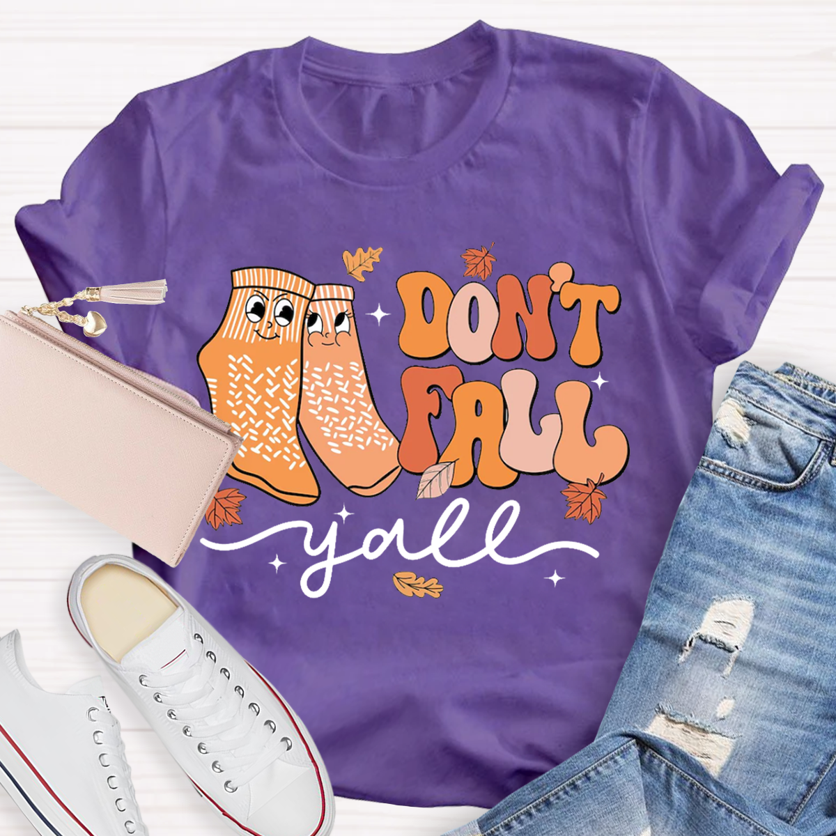 Don't Fall Y'all Thanksgiving Teacher T-Shirt