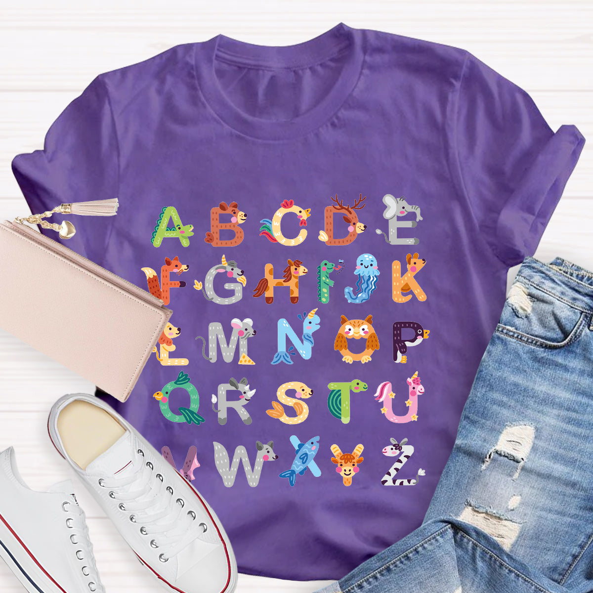 Animal Alphabet Clipart Teacher Shirt