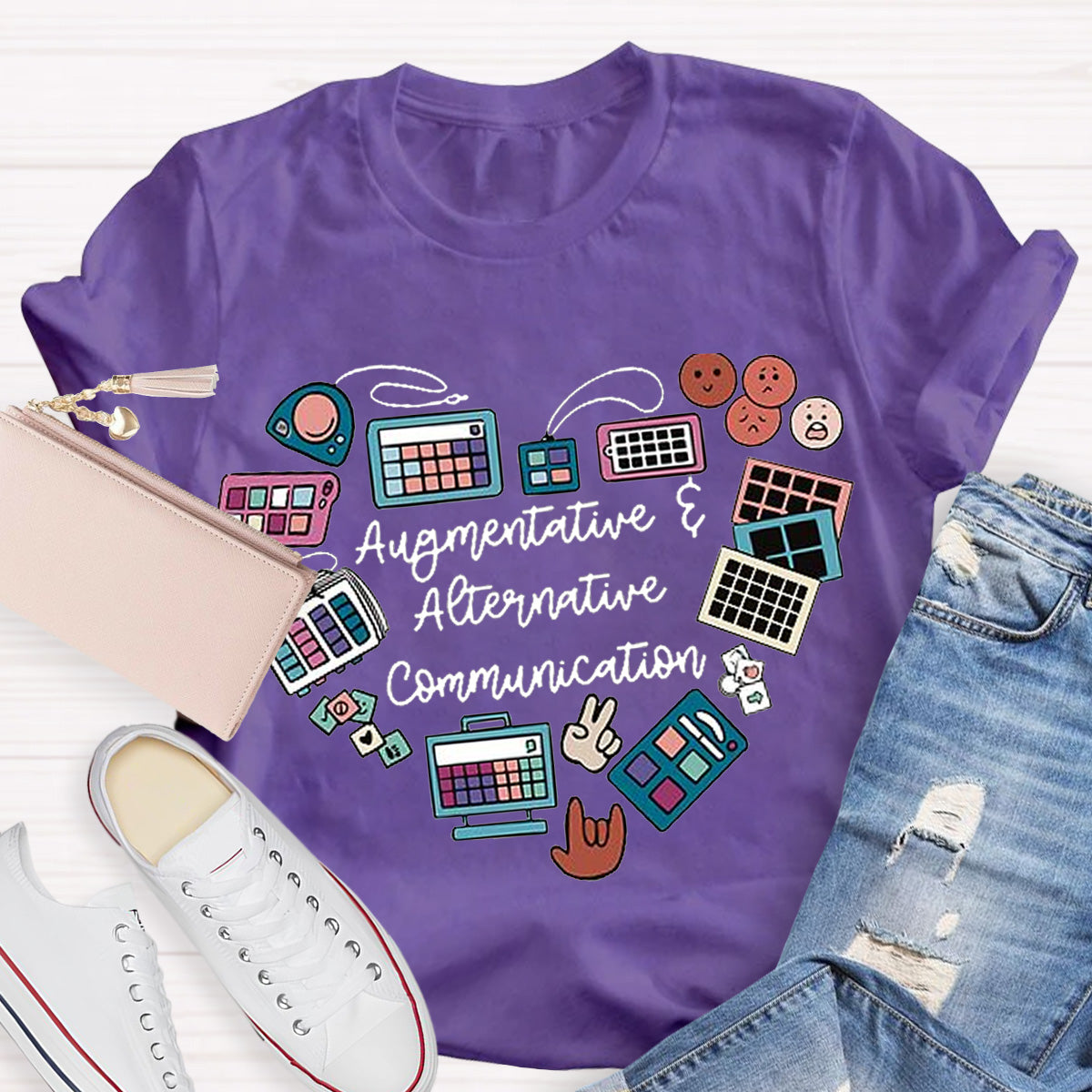 AAC Heart Design Teacher T-Shirt