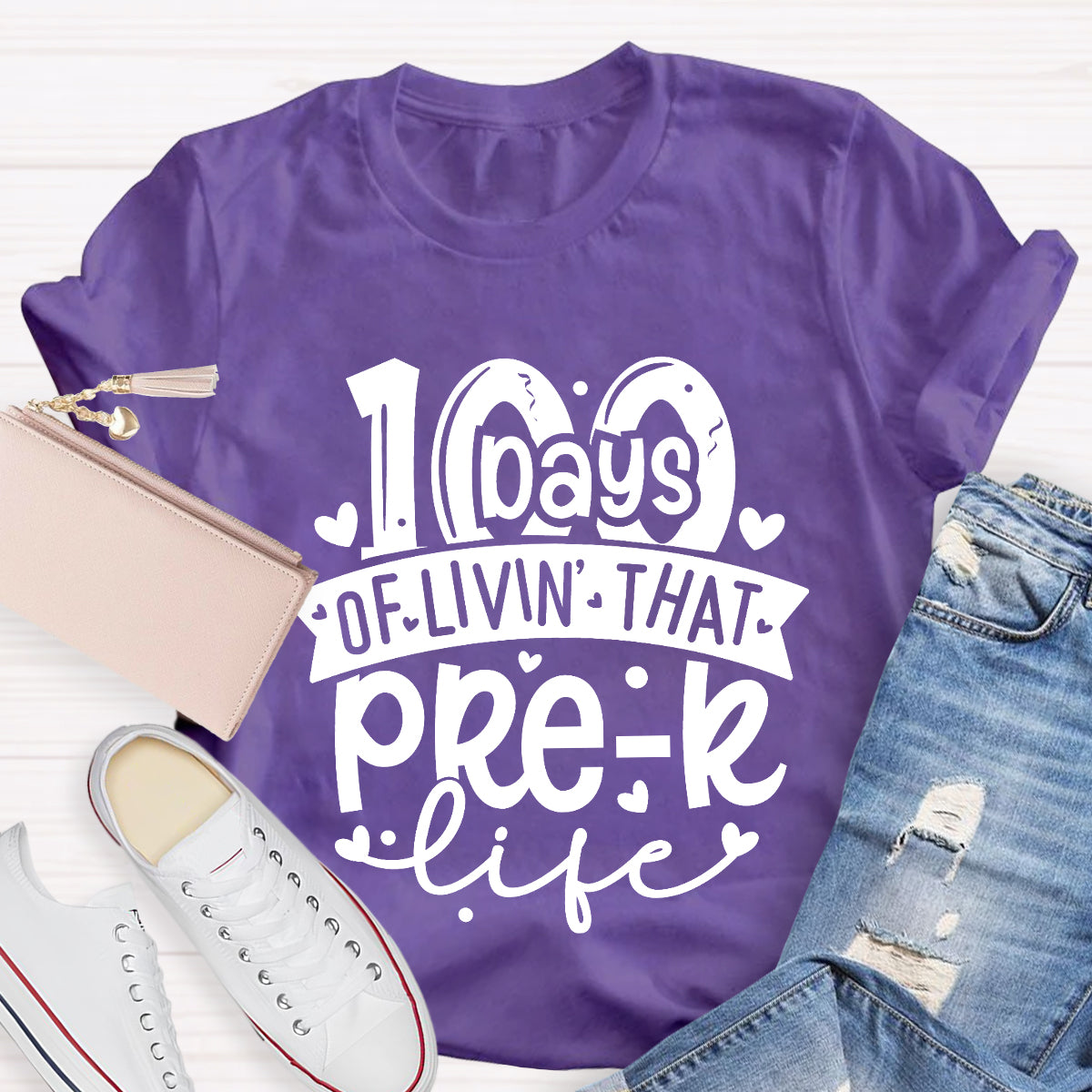 Personalized Grade 100 Days Of Livin' That Pre-K Life T-Shirt